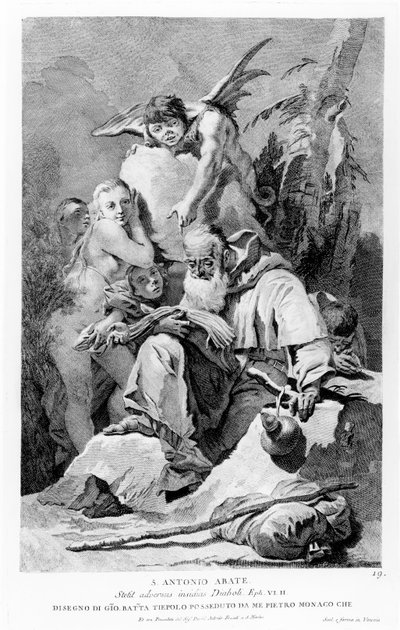 Der heilige Antonius der Abt erträgt die Versuchungen des Teufels von Giovanni Battista Tiepolo